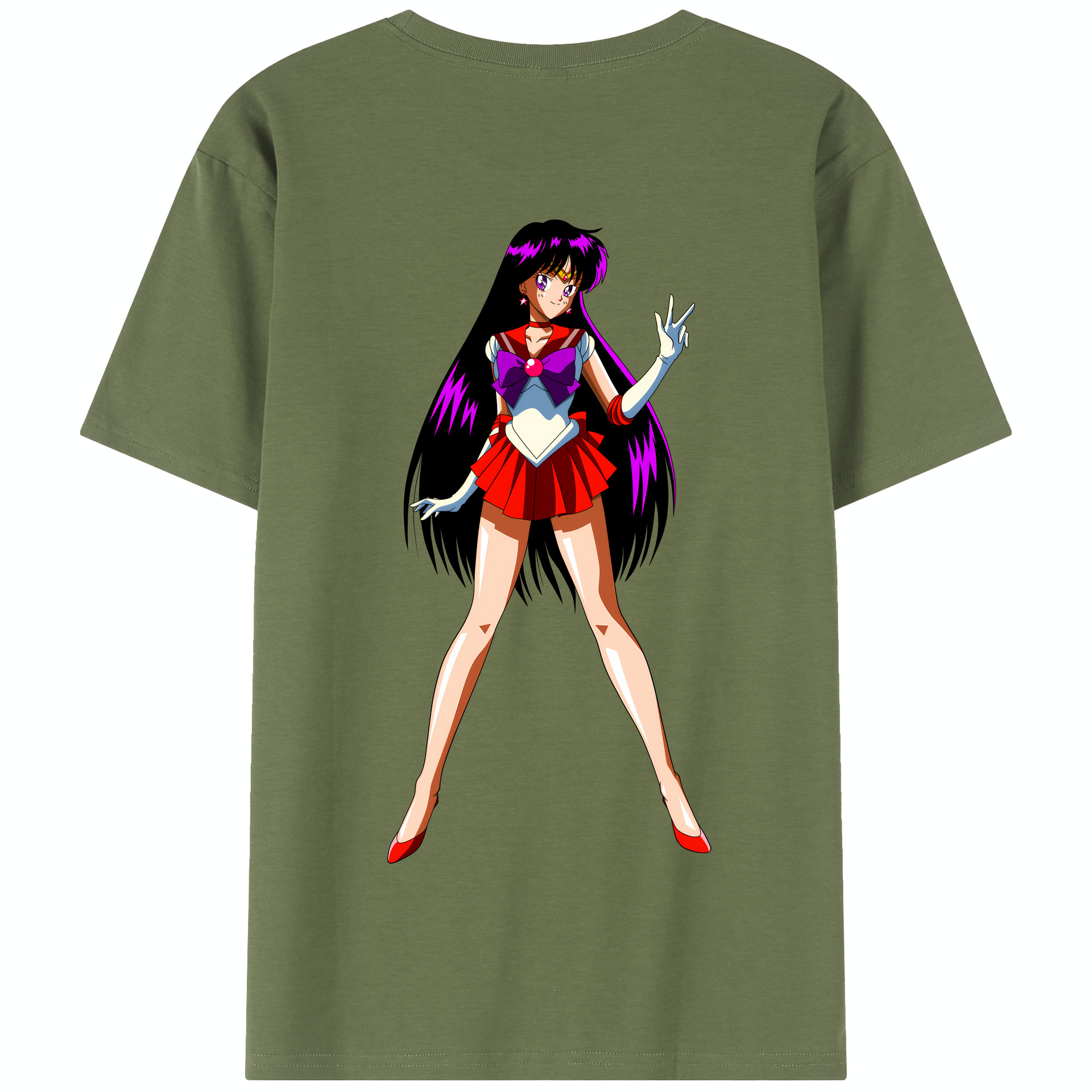 （画像用） 美少女戦士セーラームーン 火野レイ ひの レイ Sailor Moon Hino Rei （セーラーマーズ,Sailor Mars） 綿100％半袖Tシャツ（背面プリント）